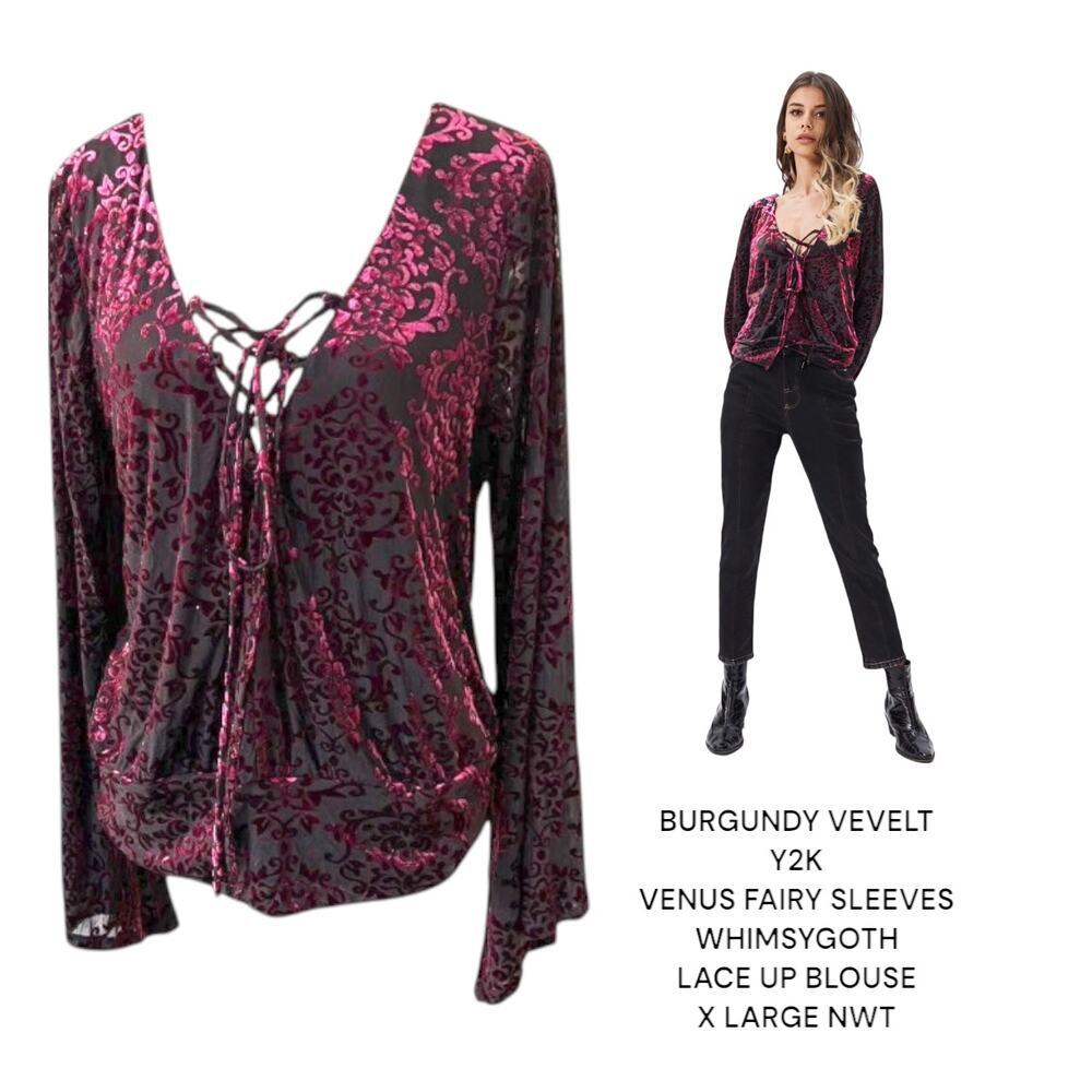 VENUS VELVET FAIRY LACE UP TOP X‎ LARGE NWT